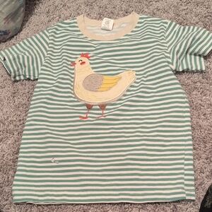 Kids Striped Chicken Tee - Green & White